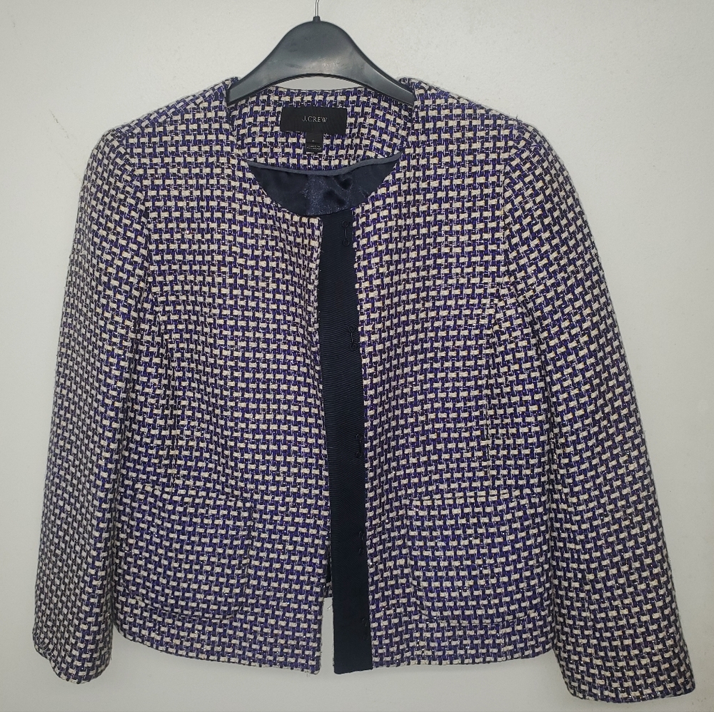 J. Crew tweed crop jacket blazer 0